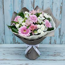 Букет цветов из:  Герберы, Альстромерии и Хризантемы в Октябрьском