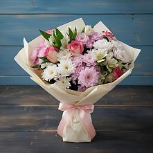 Букет цветов из:  Хризантемы, Альстромерии и Розы в Октябрьском